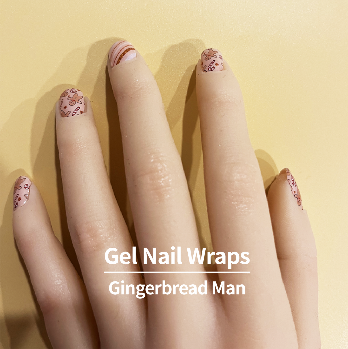 COLOURFULSHARK Nail Artist / Semi-Cured Gel Nail Wraps /Gingerbread Man