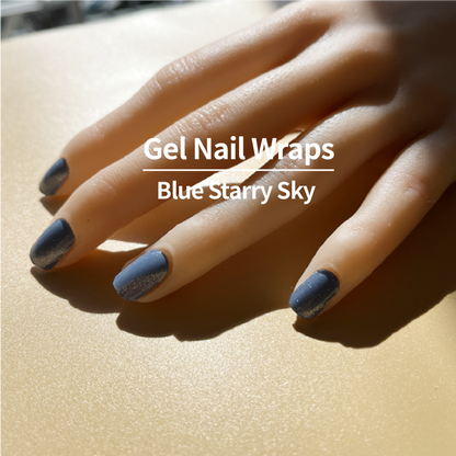 COLOURFULSHARK Nail Artist / Semi-Cured Gel Nail Wraps / Blue Starry Sky