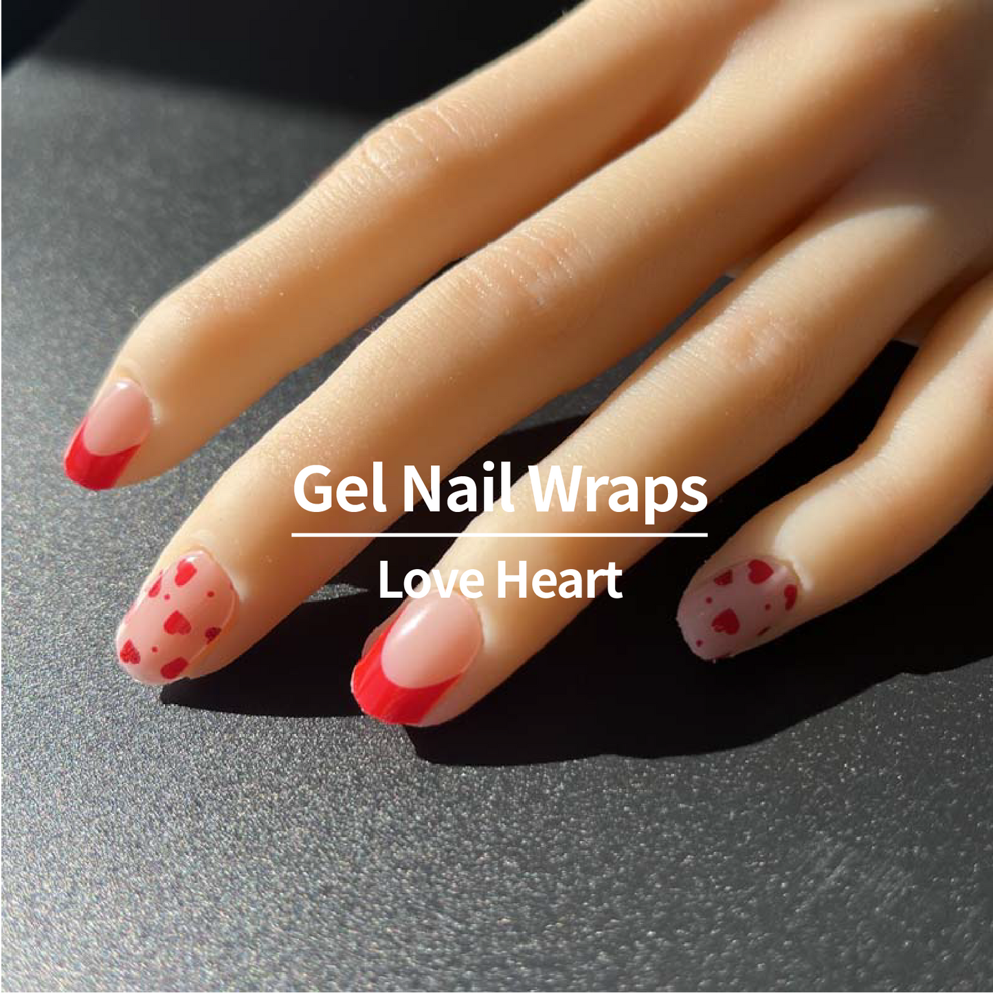 COLOURFULSHARK Nail Artist / Semi-Cured Gel Nail Wraps / Love Heart